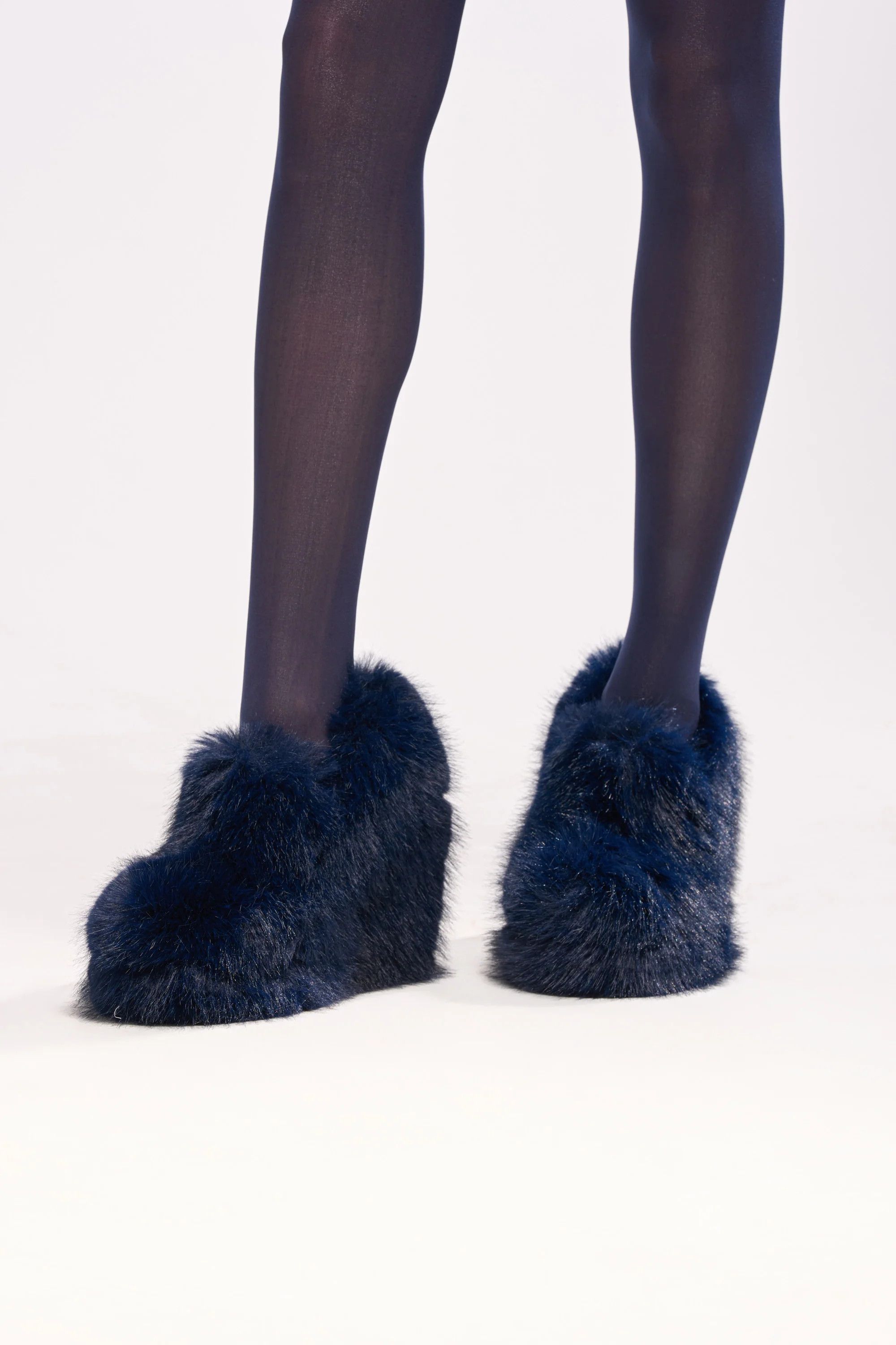 AZALEA WANG JAEKE NAVY FUR WEDGE PUMP | AKIRA