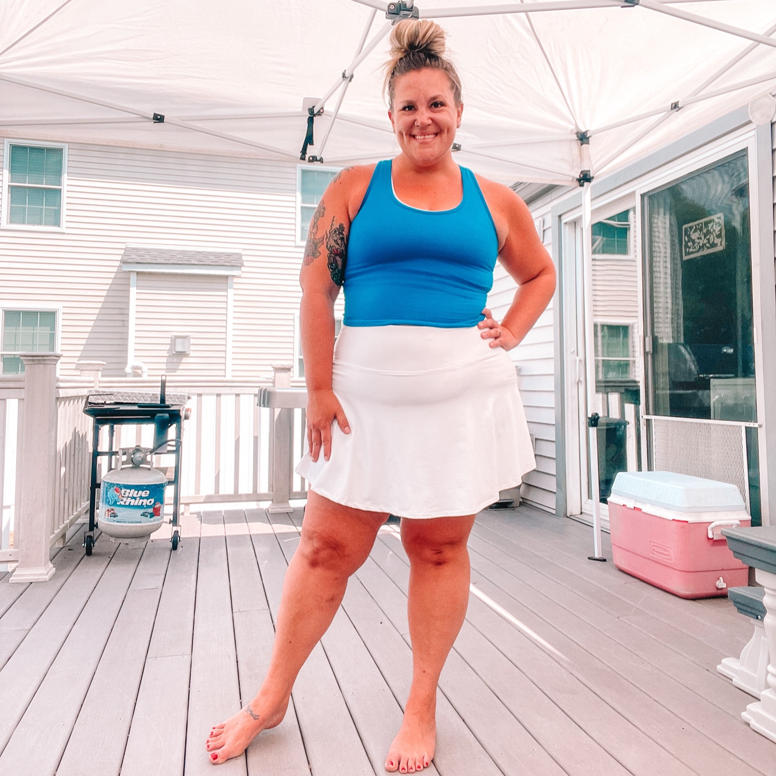my summer wardrobe has been activated! 💙

I live in these tennis skirts all summer long and love their built in bike shorts with pockets!

my crop top is from a multi blue-shade pack and I wear them all year in various ways.

my Shapermint sports bra is a dream. it provides coverage, support, and comfort. 10/10!

#LTKSeasonal #LTKPlusSize #LTKMidsize