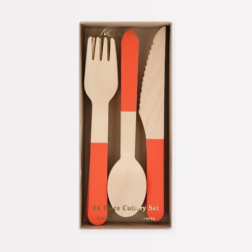 Meri Meri Wooden Cutlery Set (Pack of 24), Made from Birch Wood, Natural Colors, Stylish Disposab... | Amazon (US)