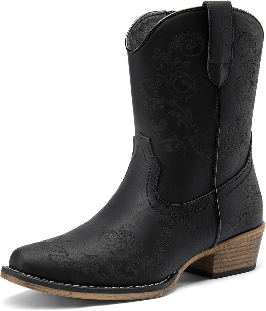 DREAM PAIRS Women's Cowboy Cowgirl Western Ankle Boots Low Chunky Heels Square Toe Fall Short Boo... | Amazon (US)