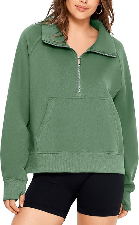 Glamaker Womens Sweatshirts Half Zip Pullover Fleece Cropped Comfort Fall Loose Outfits Fashion L... | Amazon (US)