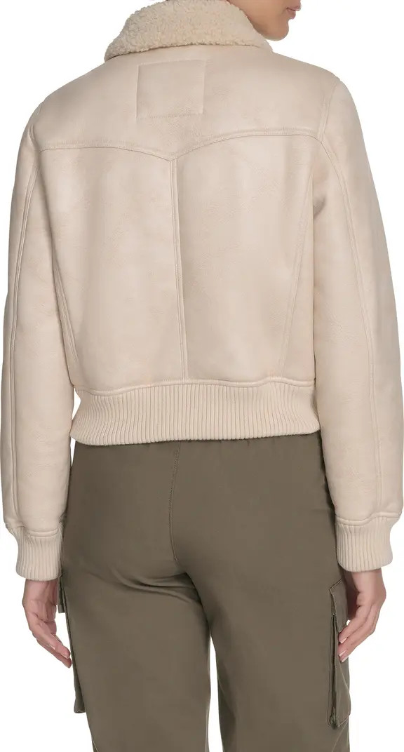 Faux Shearling Trim Faux Leather Western Bomber Jacket | Nordstrom