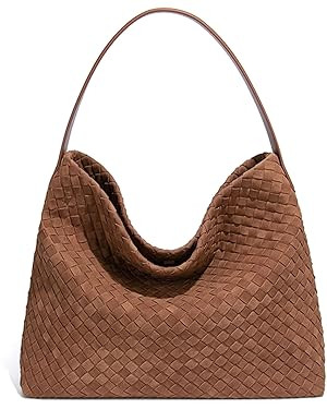 Women's Woven Shoulder Bag Handbags PU Leather Tote Bag Top-handle Shoulder Bag Soft Vegan Undera... | Amazon (US)