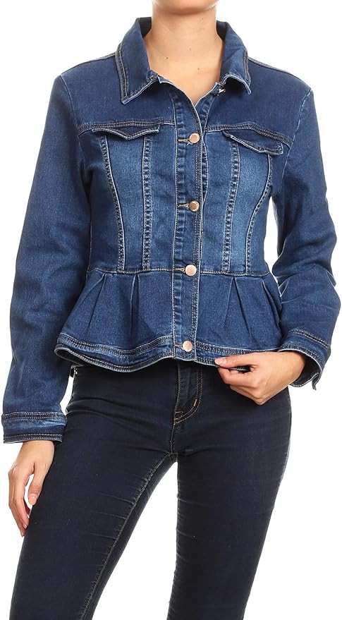 Fashion2Love Women's Plus/Juniors Size Premium Denim Premium Bodice Long Sleeve Jacket | Amazon (US)
