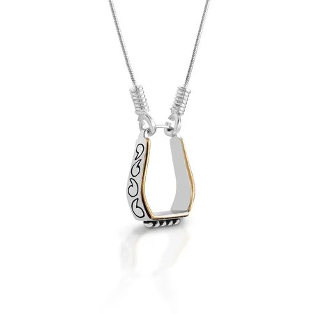 Kelly Herd Two Tone Engraved Western Stirrup Necklace - Sterling Silver | Walmart (US)