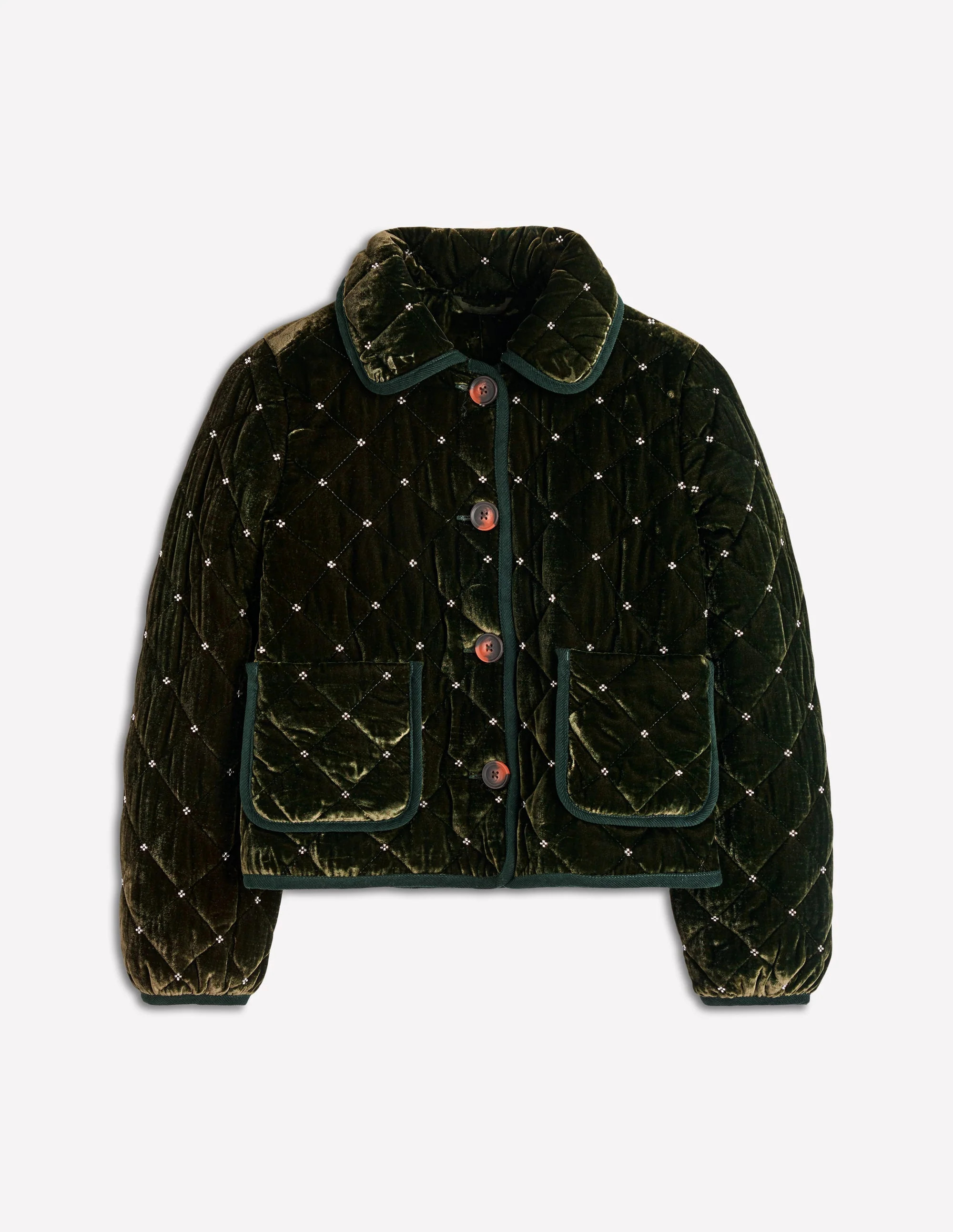 Fitzrovia Quilted Jacket-Kale Leaf, Beads | Boden UK