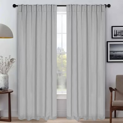 Classic Modern Solid Room Darkening Semi-Blackout Curtains, Back Tabs, Set of 2 by Blue Nile Mill... | Target
