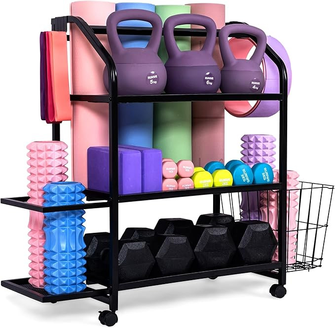 Grand Basics Home Gym Storage Rack for Yoga Mats - Easy to Assemble Weight Rack for Home Gym - He... | Amazon (US)