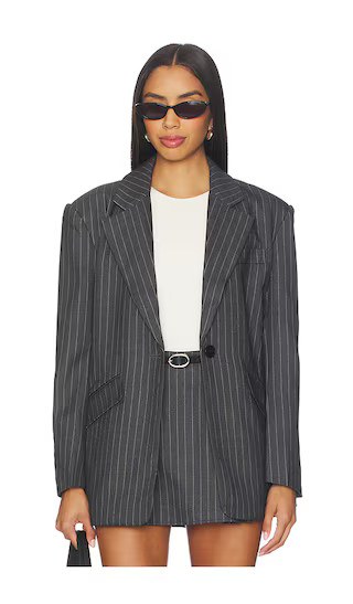Collins Blazer in Charcoal Stripe | Revolve Clothing (Global)