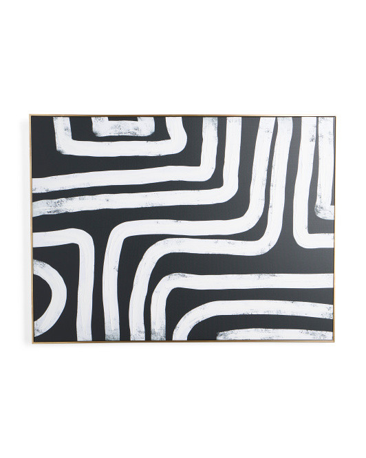 30x40 White Maze Abstract Wall Art In Gold Tone Frame | TJ Maxx