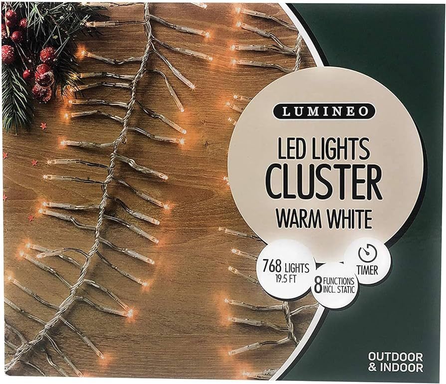 Lumineo 768 LED Warm White Cluster Light Set, Transparent White Wire 19.5 Ft | Amazon (US)