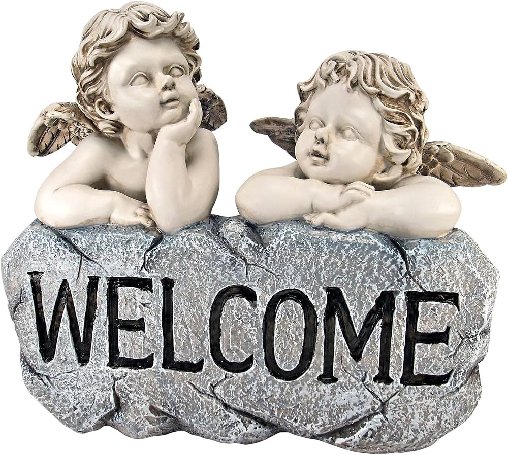 Design Toscano Raphael's Cherub Twins Welcome Statue, Two Tone Stone | Amazon (US)
