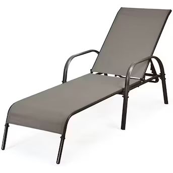 Forclover Outdoor Chaise Lounges Patio Chair Brown Steel Frame Stationary Chaise Lounge Chair wit... | Lowe's