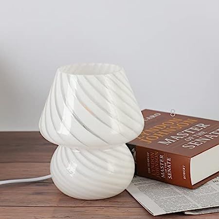 Mushroom Lamp,Glass Table Bedside Lamps Translucent Murano Vintage Style Striped Small Night Mushroo | Amazon (US)