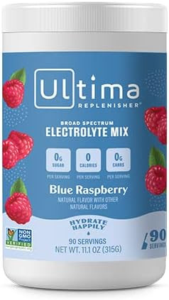 Ultima Replenisher Electrolyte Hydration Drink Mix, Blue Raspberry Flavor 90 Serving Canister - S... | Amazon (US)
