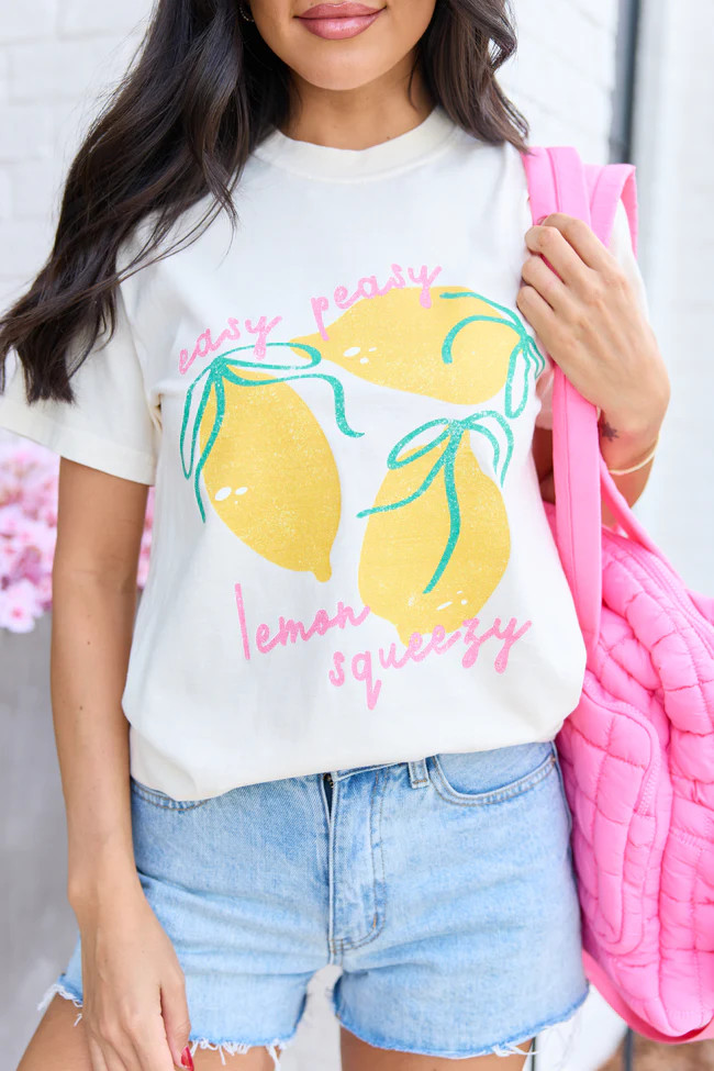 Easy Peasy Ivory Graphic Tee | Pink Lily