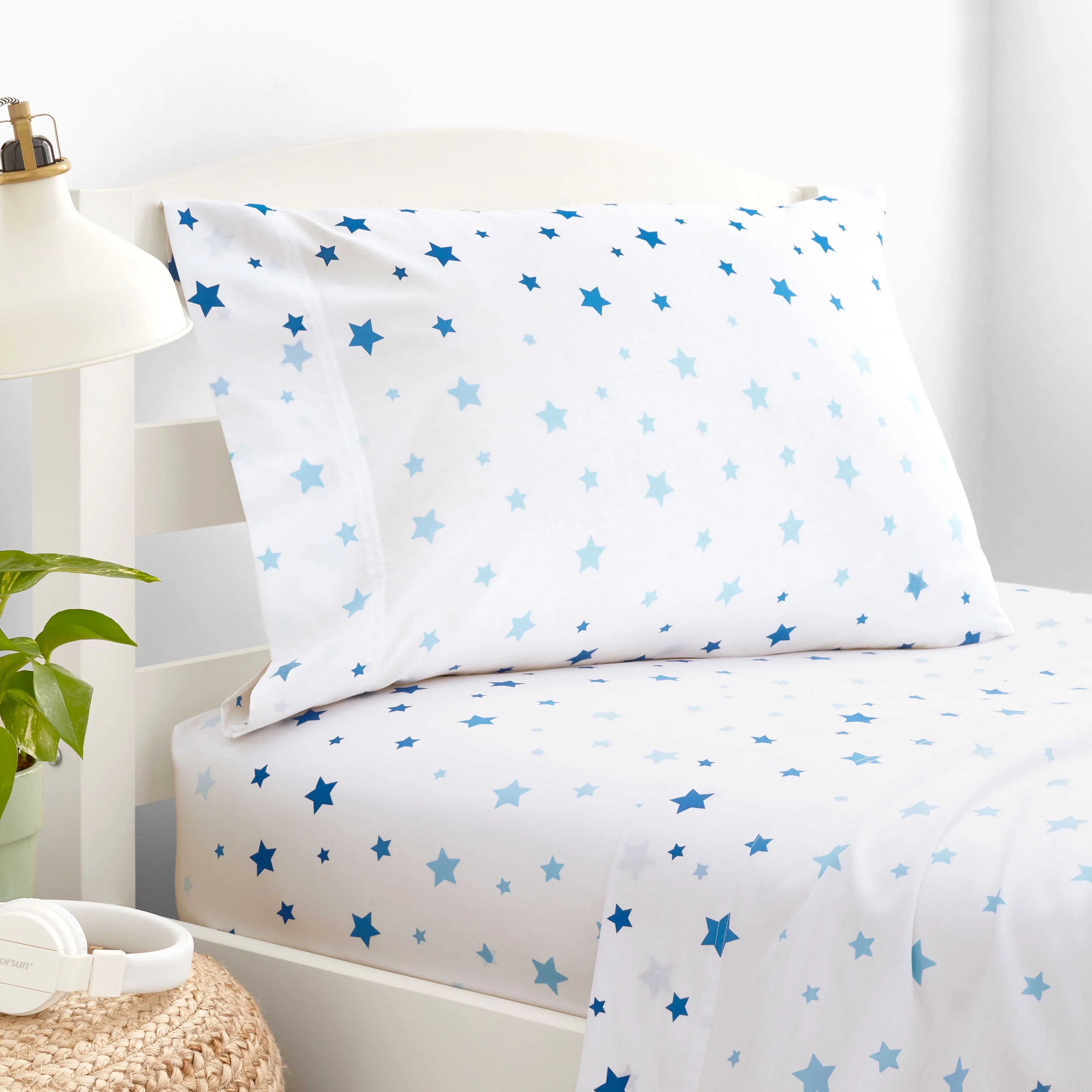 Gap Home Kids Ombre Stars Organic Cotton Blend Sheet Set, Queen, Blue, 4-Pieces - Walmart.com | Walmart (US)