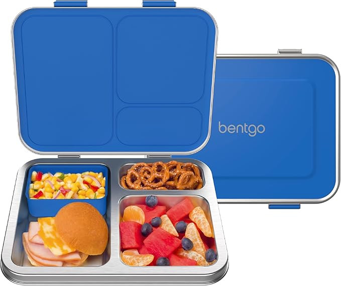 Bentgo Kids Stainless Steel Leak-Resistant Lunch Box - 3-Compartments with Bonus Silicone Contain... | Amazon (US)