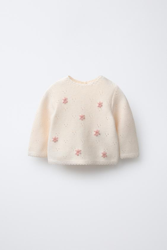EMBROIDERED FLORAL KNIT SWEATER | Zara US