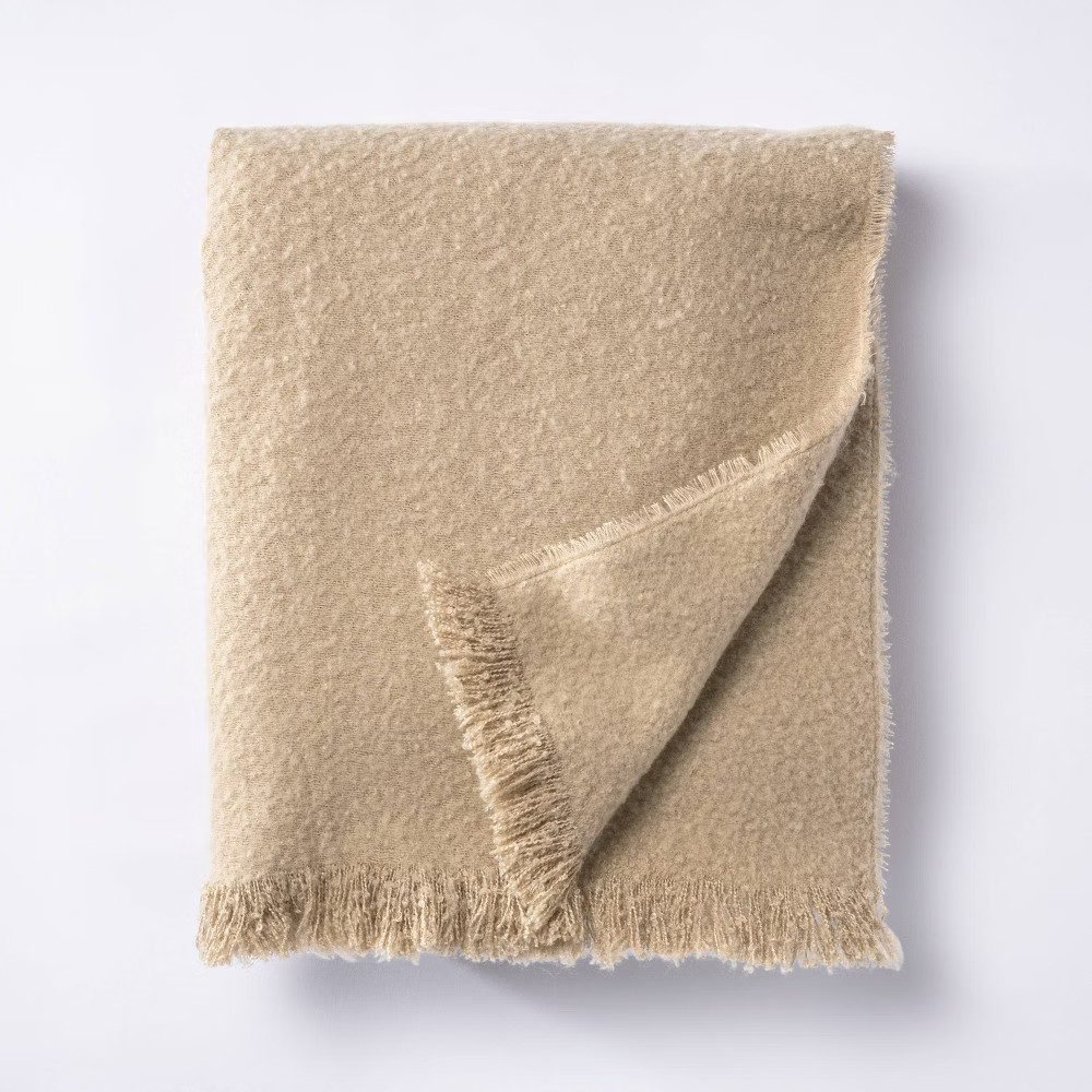 Boucle Faux Mohair Throw Blanket Neutral - Threshold designed with Studio McGee | Target