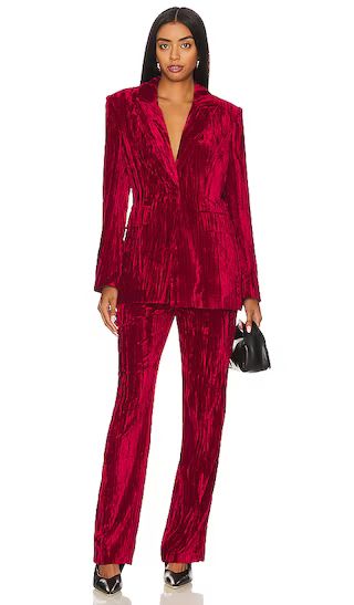 Imann Blazer in Chinese Red Velvet Blazer Outfit Blazer And Pants Matching Set Matching Sets | Revolve Clothing (Global)