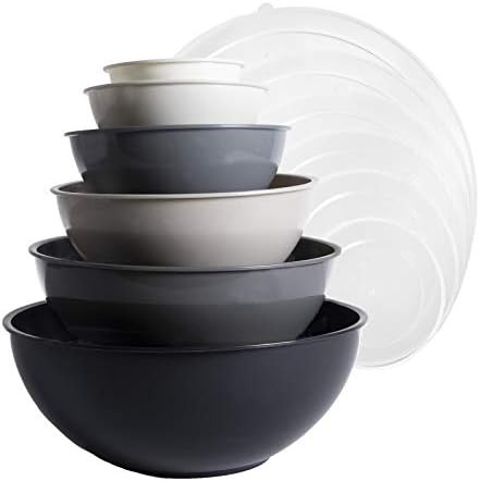 Cook with Color Mixing Bowls with Lids - 12 Piece Plastic Nesting Bowls Set includes 6 Prep Bowls... | Amazon (US)