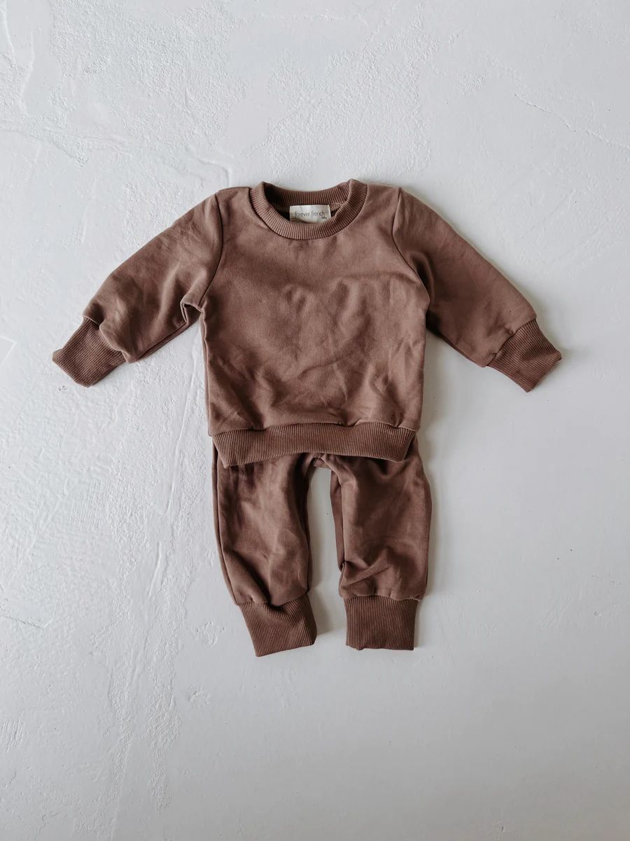 Hot Cocoa  | Organic Cotton Two Piece Sweat Suit | Forever French