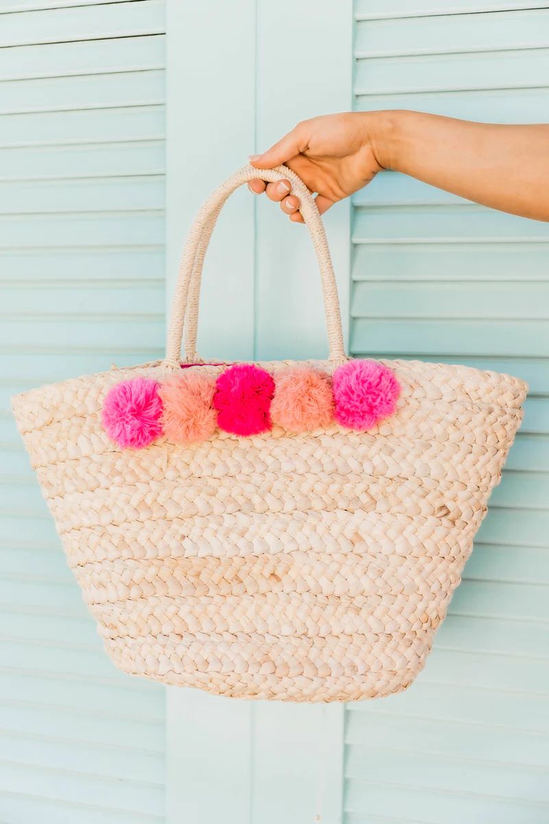 Beach Buddy Straw Tote Fuchsia | The Pink Lily Boutique