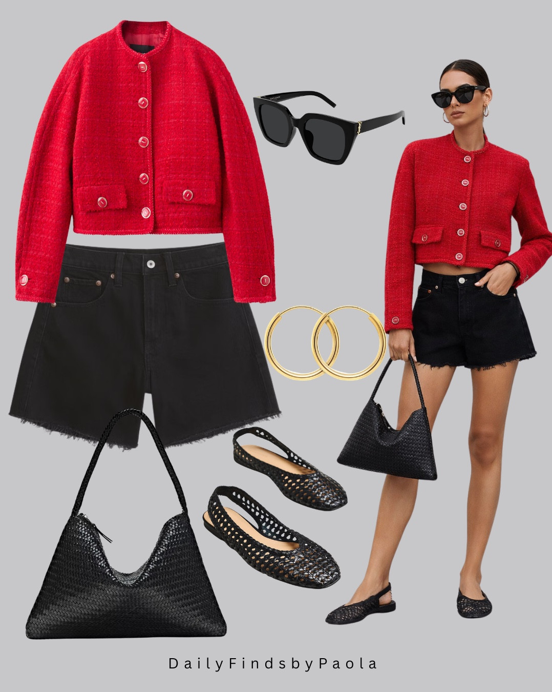 This is your sign to add red into your wardrobe ❤️
A structured jacket + relaxed black shorts = that effortless “put together without trying” vibe.

Obsessed with how the textures elevate this look—woven flats, sleek sunnies, and a classic shoulder bag 🤌

Perfect for coffee runs, brunch, or everyday chic errands.

Shop the look below ❤️

#LTKSeasonal #LTKU #LTKootd