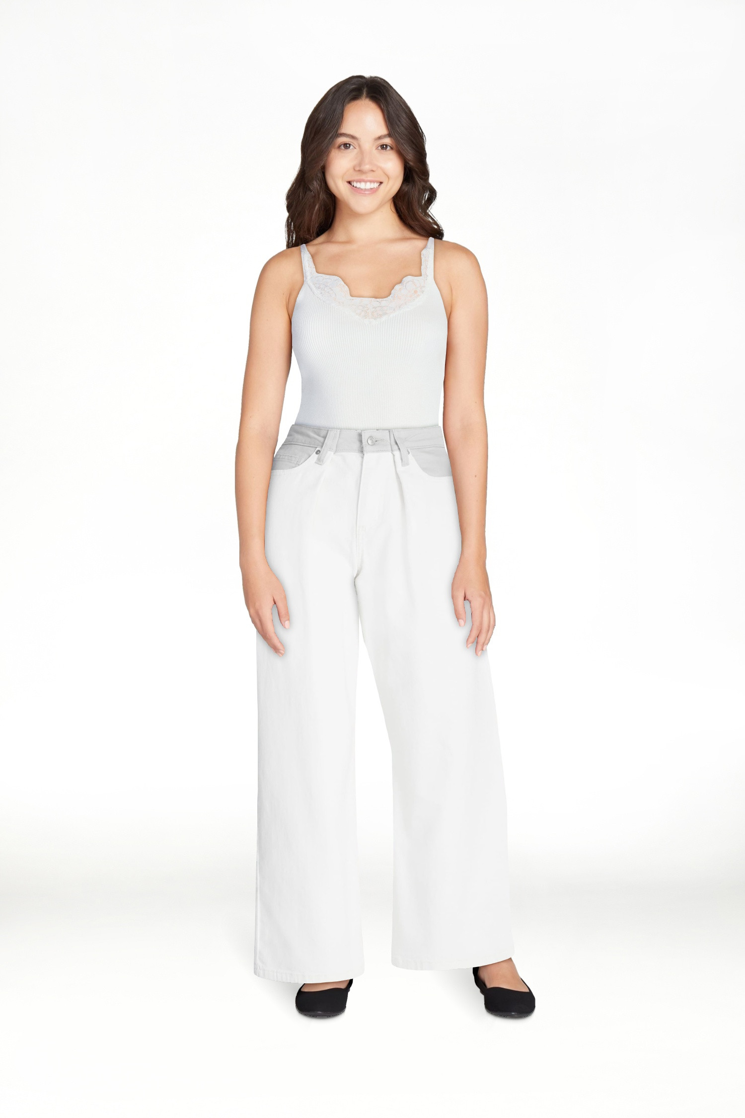 Scoop Women's and Women's Plus Mid-Rise Colorblock Wide Leg Jeans, Available in Short, Reg, and L... | Walmart (US)