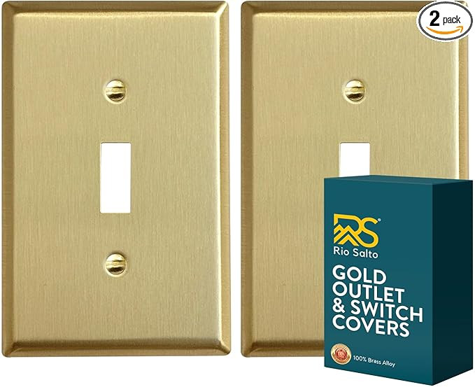 Rio Salto BRASS Signature Collection MIDSIZE Metal Gold Toggle Light Switch Covers Wall Plate Sin... | Amazon (US)
