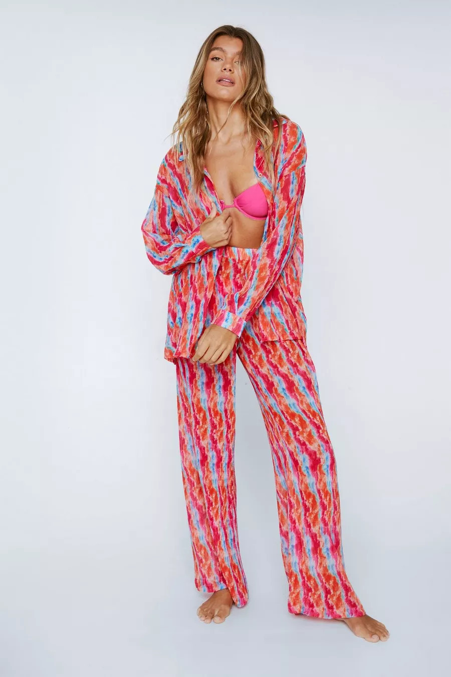 Tie Dye Plisse Oversized Beach Shirt | Nasty Gal UK (+IE)