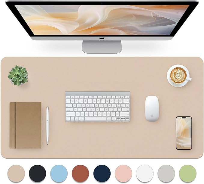 Leather Desk Pad, Mouse Pad, Non-Slip Desk Protector Mat, Leather Desk Blotter, Computer Desk Pad... | Amazon (US)