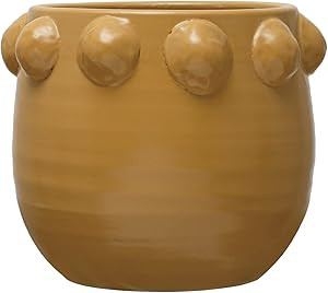 Creative Co-Op Terracotta Raised Dots, Matte Dijon Pots and Planters, 11" L x 11" W x 9" H, Yello... | Amazon (US)