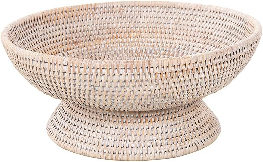 Kouboo La Joll Rattan Fruit Bowl, Large, White-Wash | Amazon (US)