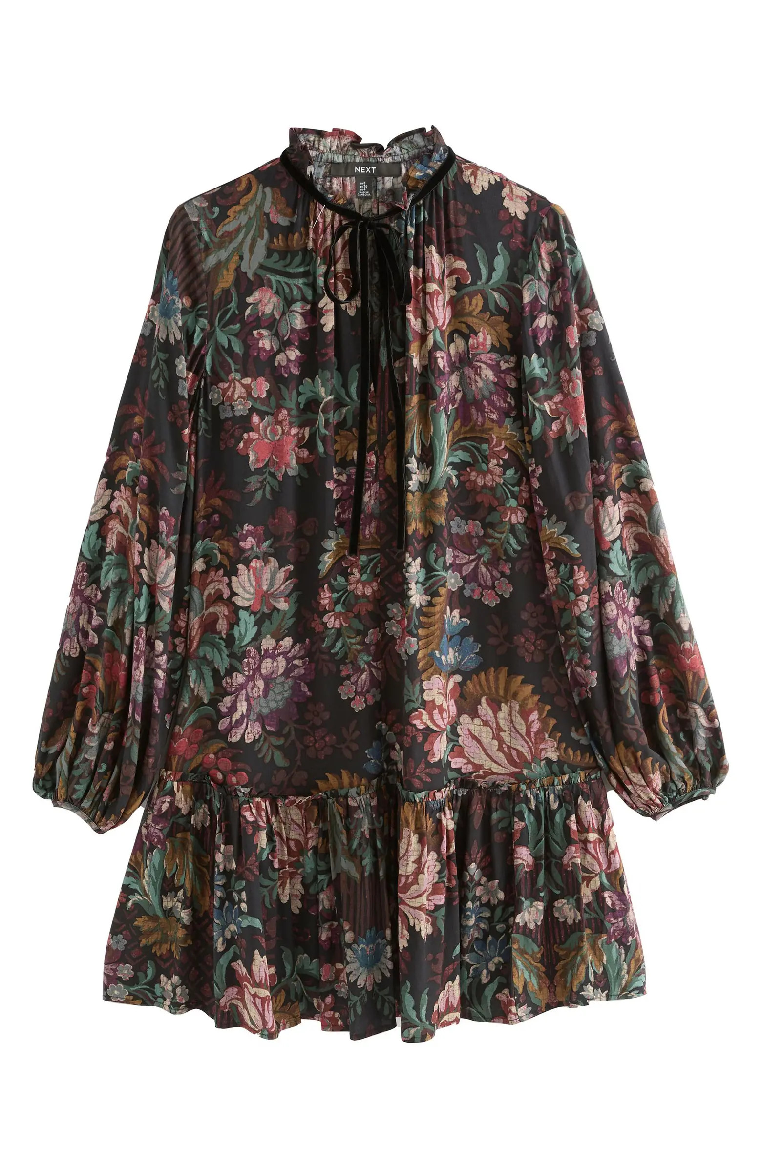 NEXT Floral Long Sleeve Ruffle Hem Dress | Nordstrom | Nordstrom