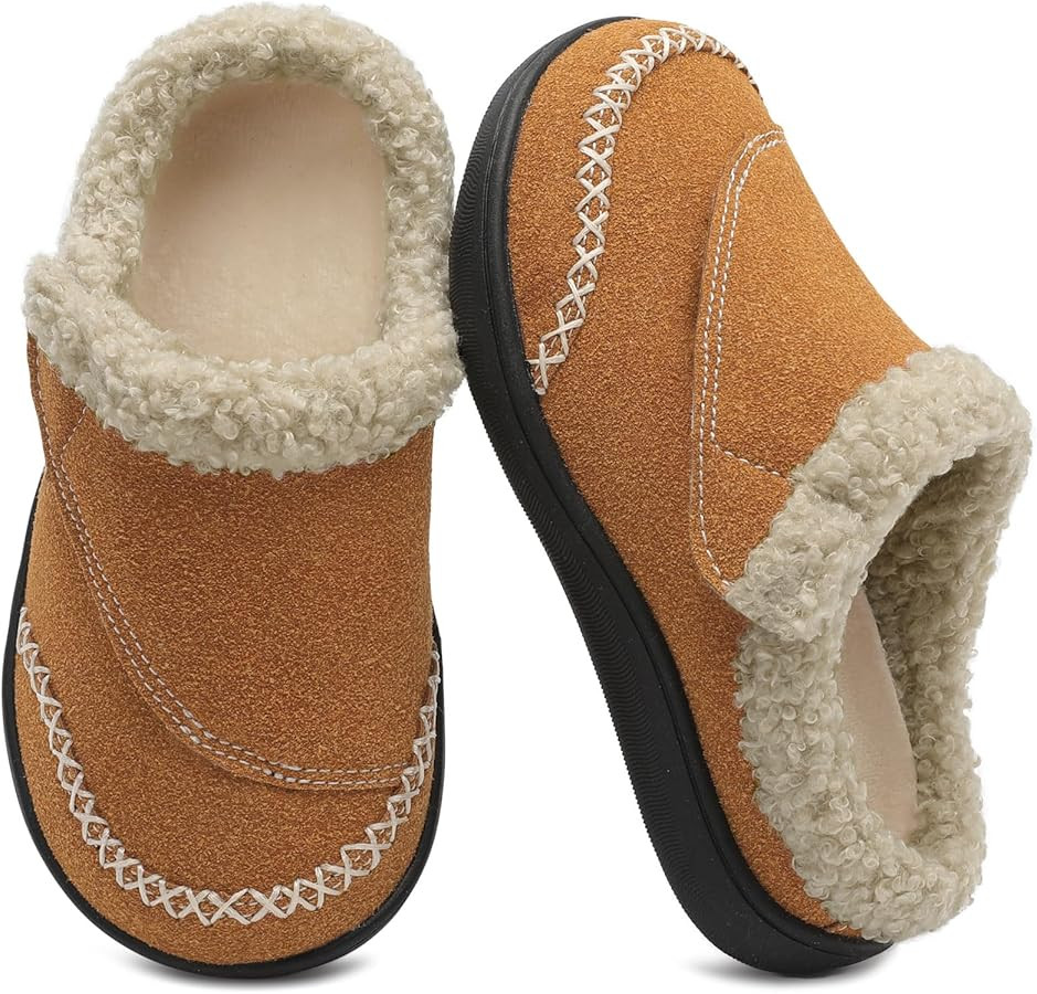 LeIsfIt Toddler Slippers Boys Girls Moccasin Slippers Kids Warm Slip-On House Shoes with Non-Slip... | Amazon (US)