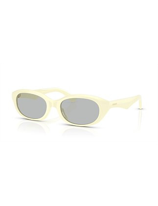 Burberry Oval Yellow Light Grey Sunglasses | David Jones | David Jones (Australia & New Zealand)