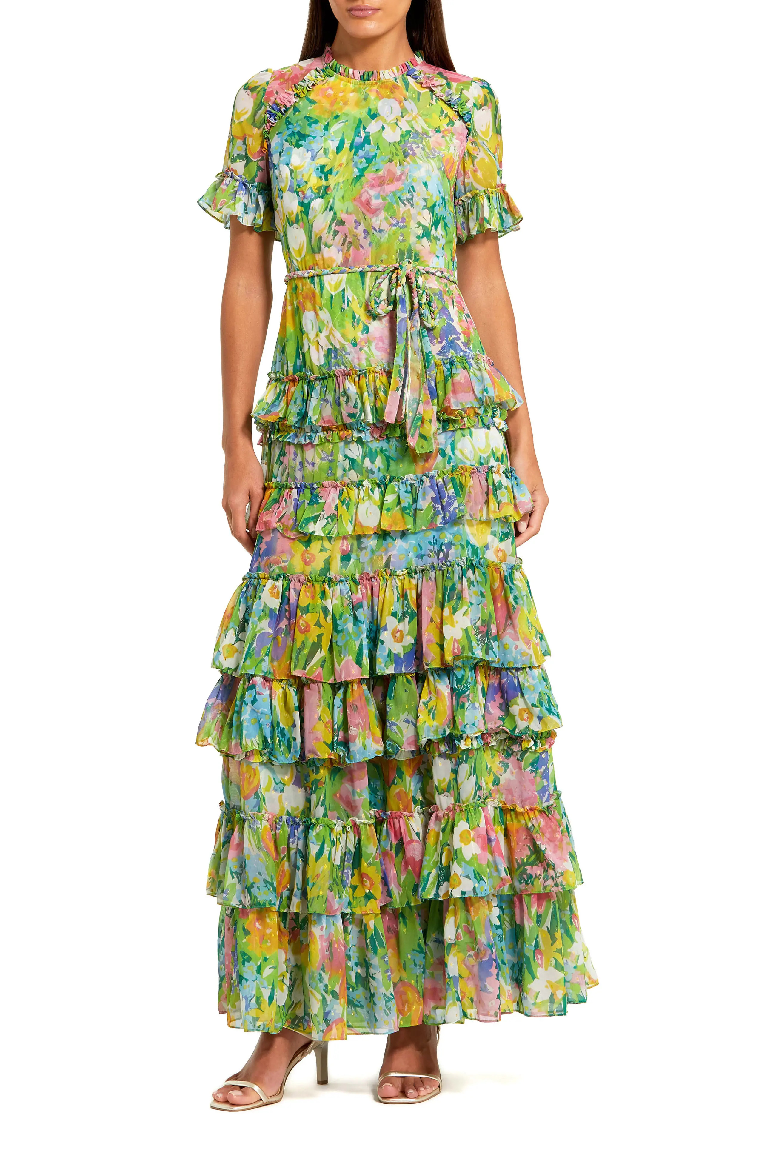 Petite Floral Tiered Chiffon Dress with Ruffle Detail (Women) | Nordstrom | Nordstrom