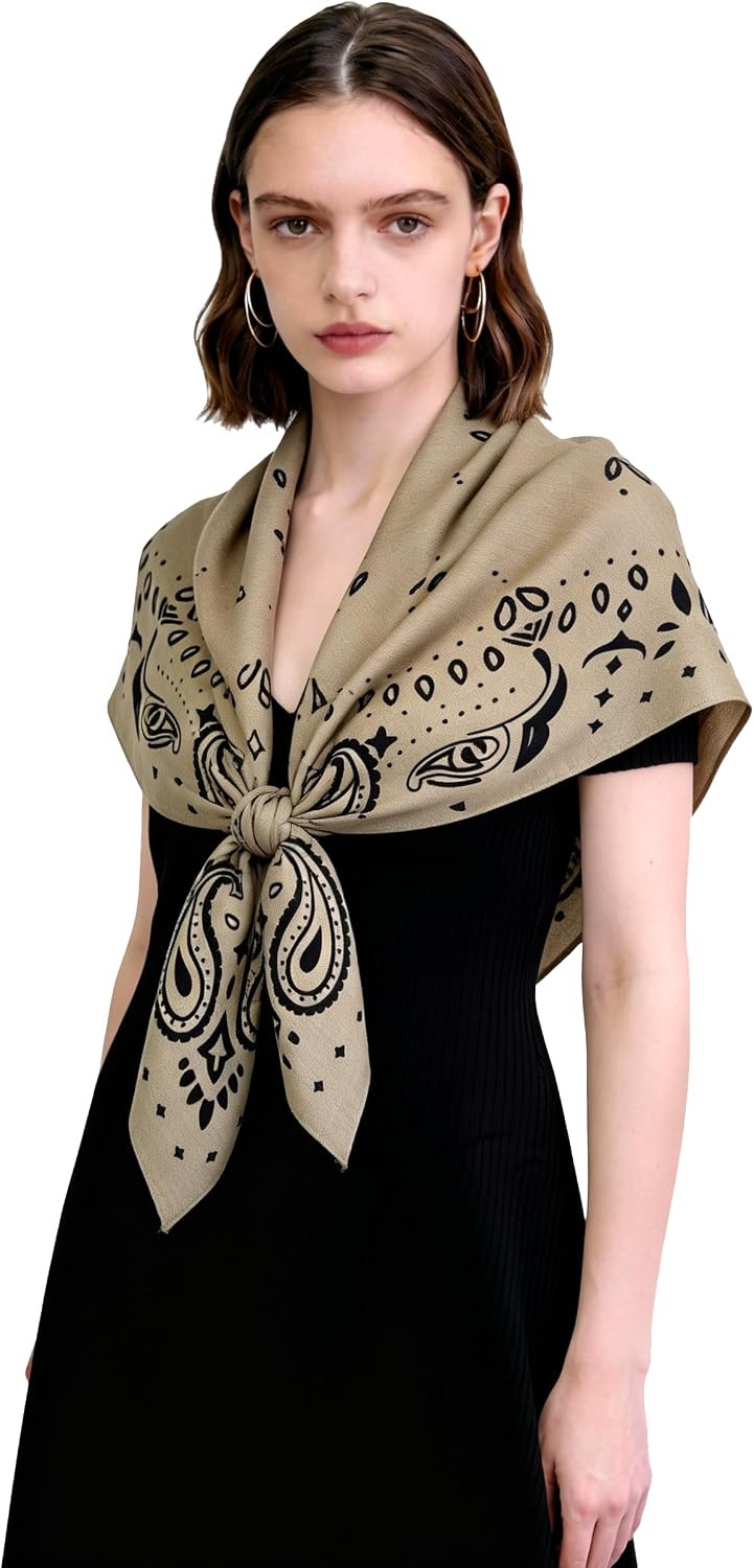 Scarf for Women Cotton-Like Bandana 35” Large Vingtage Square Head Scarves Neck Scarf for Daily Wear Travel Paisley | Amazon (US)