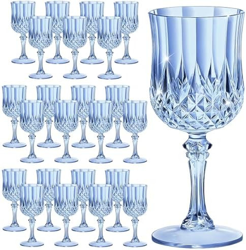 7OZ Plastic Wine Glasses, Reusable Vintage Goblets Unbreakable Drinking Glasses Crystal Water Cup... | Amazon (US)