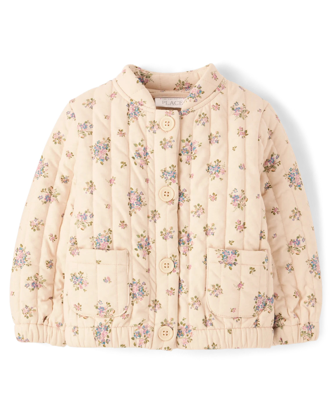 Toddler Girls Floral Quilted Jacket - tan | The Children's Place