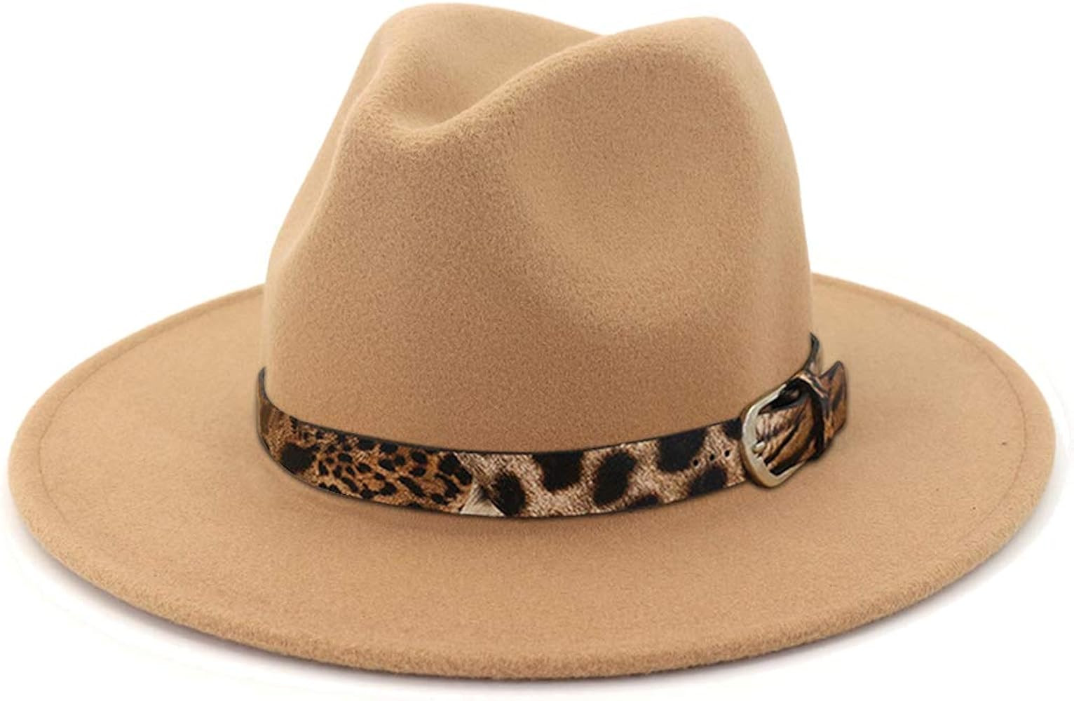 Lisianthus Women Wide Brim Wool Fedora Panama Hat with Belt Buckle | Amazon (US)