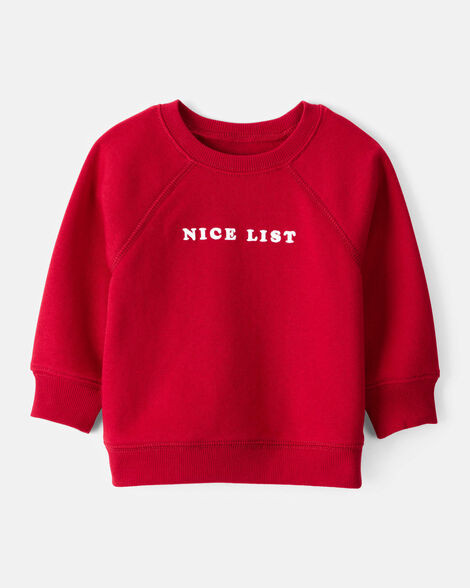 Baby Boy DayDream Fleece Christmas Nice List Long-Sleeve Pullover Sweatshirt - Red | Carter's Inc