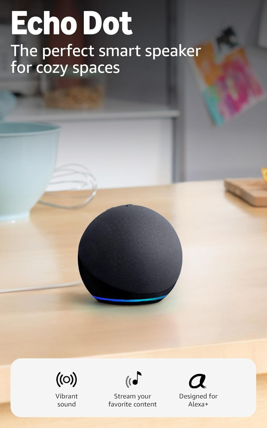 Amazon Echo Dot (newest model) - Vibrant sounding speaker, Designed for Alexa+, Great for bedrooms, dining rooms and offices, Charcoal | Amazon (US)