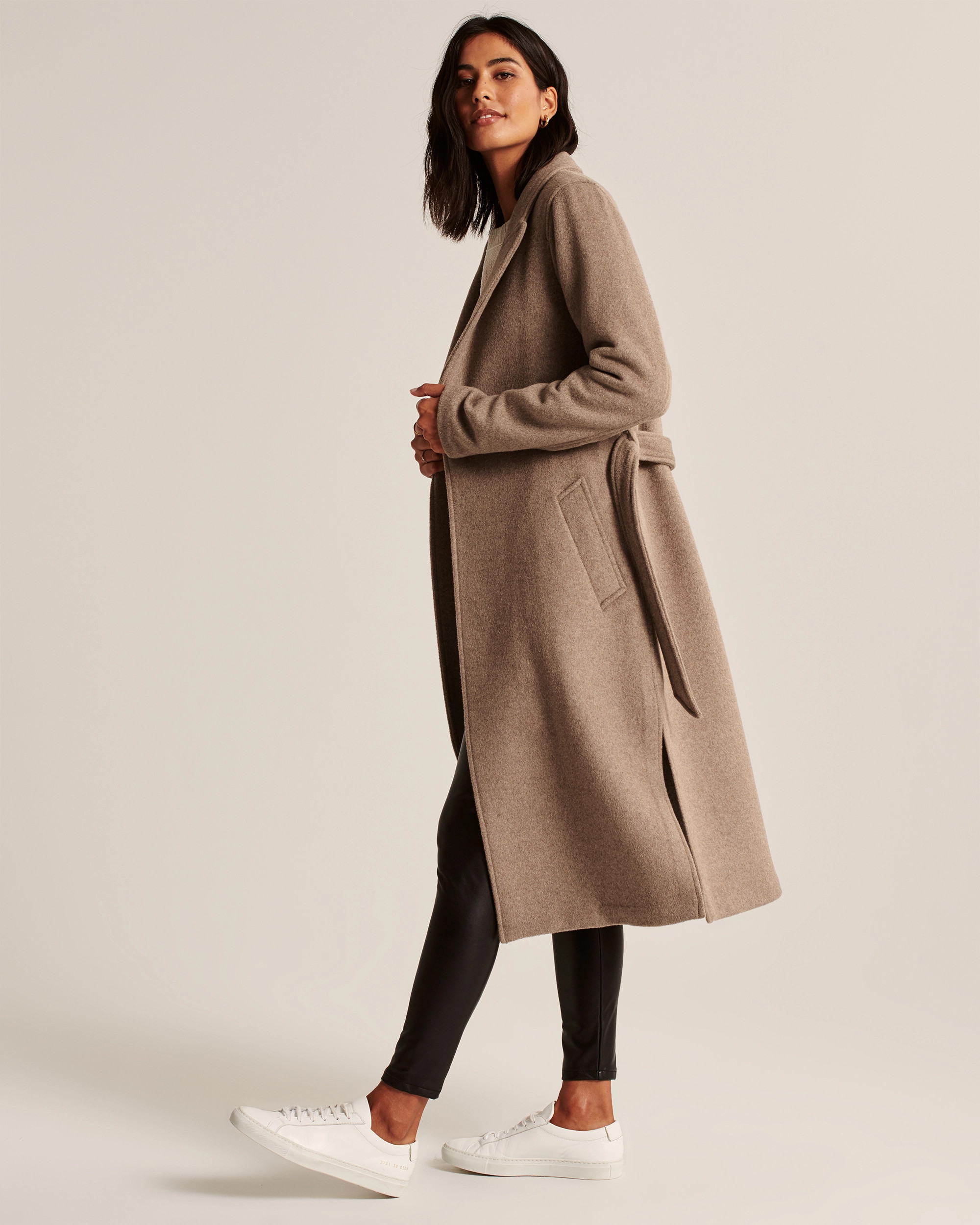 Wool-Blend Belted Dad Coat | Abercrombie & Fitch (US)