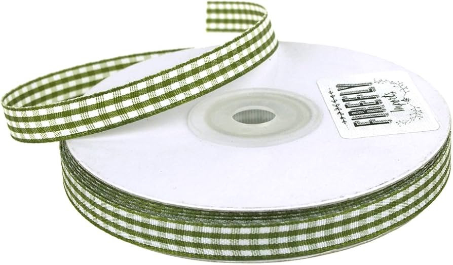 Polyester Gingham Ribbon, 3/8-Inch, 25 Yards (Moss Green) | Amazon (US)