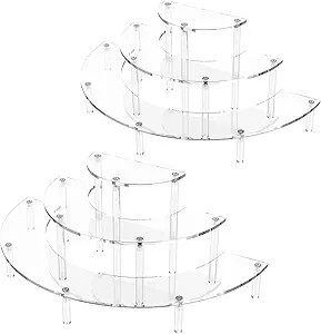 3 Tier Acrylic Display Risers 2 Pack, Half Moon Cupcake Stand, Clear Perfume Organizer, Dessert S... | Amazon (US)