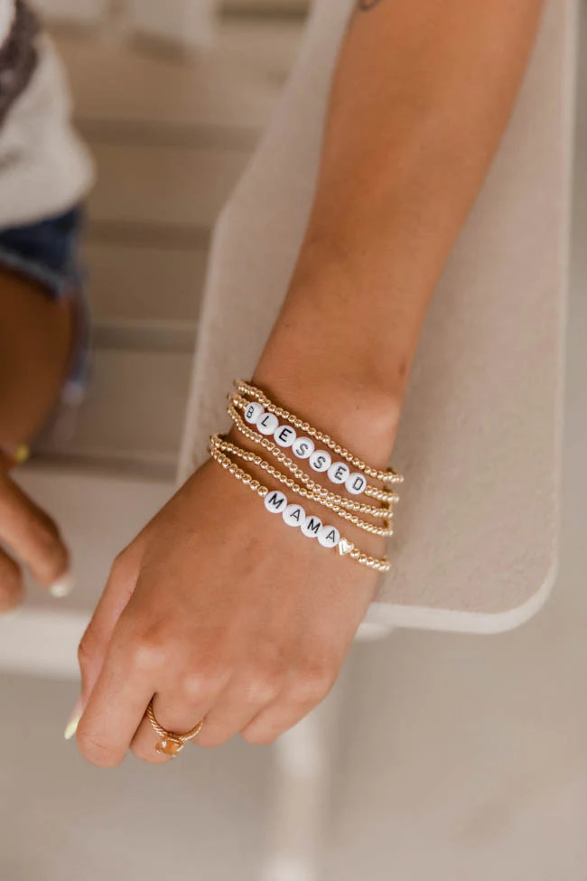 Outstanding Smile 5 Layered Mama Bracelet Set Gold | The Pink Lily Boutique