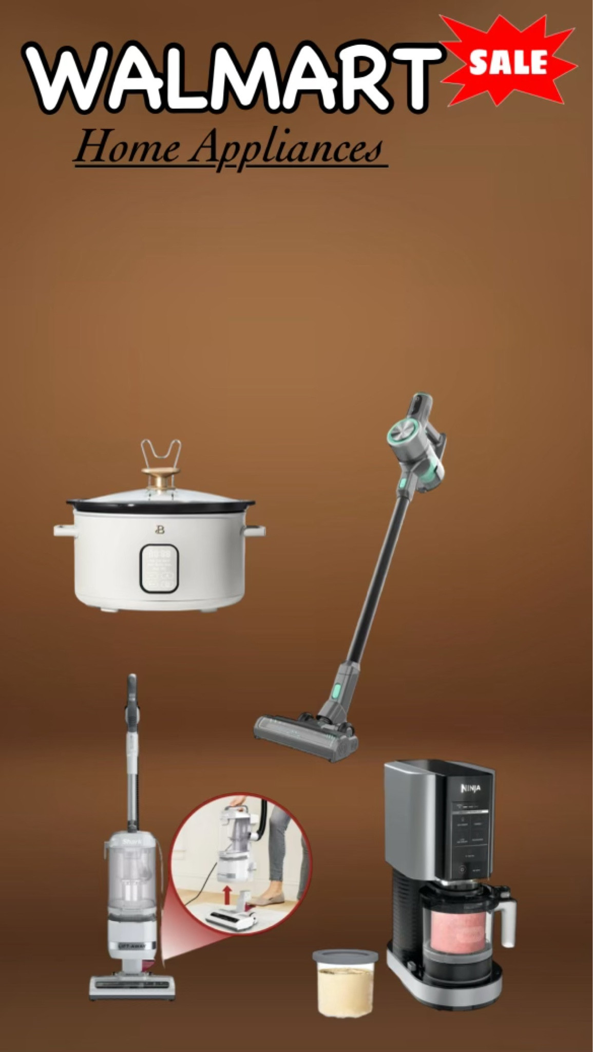 Walmart home finds: Ninja Ice Cream Maker, Cordless Vacuum Cleaner, programmable slow cooker, upright vacuum, home appliance must haves

#LTKMostLoved #LTKGiftGuide #LTKhome